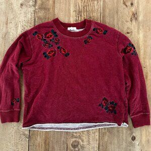 Miles by Madewell Embroidered Red Floral Sweatshirt Women's M